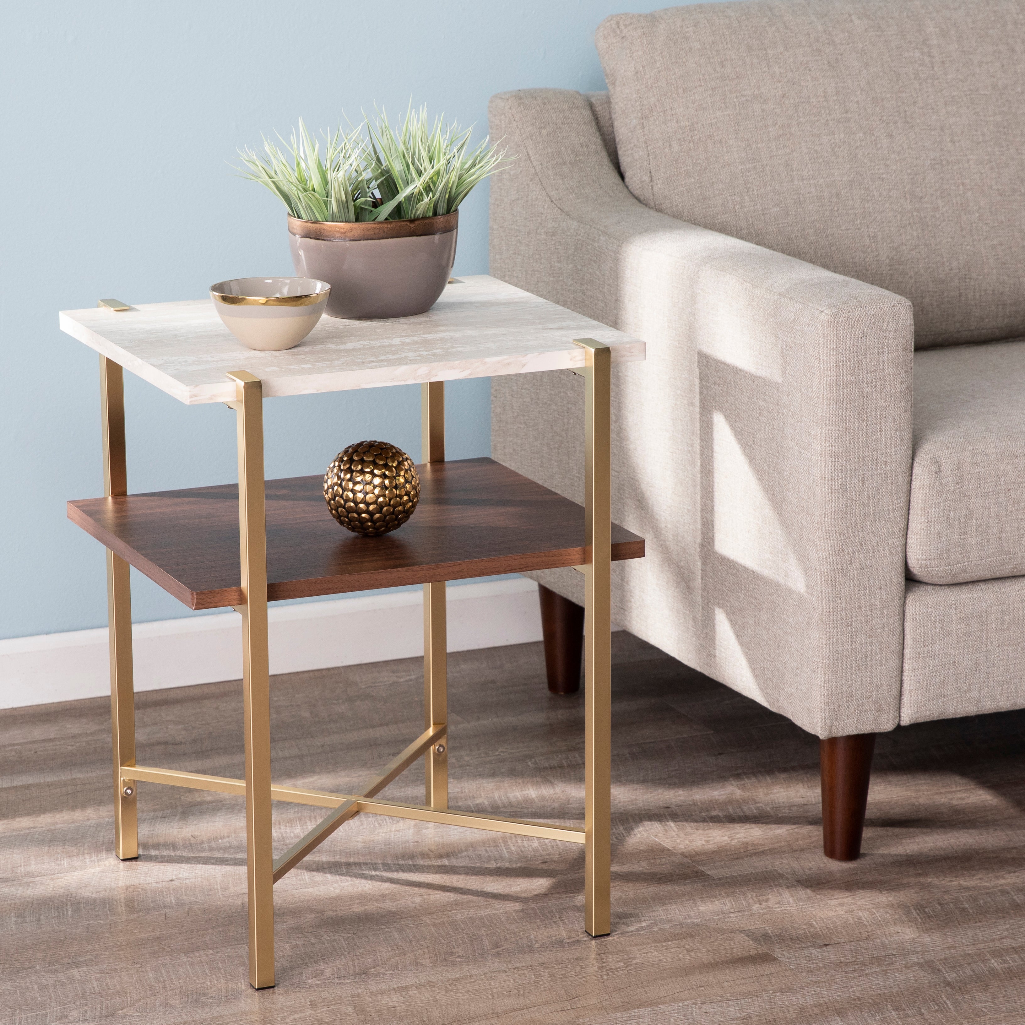 Ardmillan Square Faux Marble End Table - Thumbnail 3