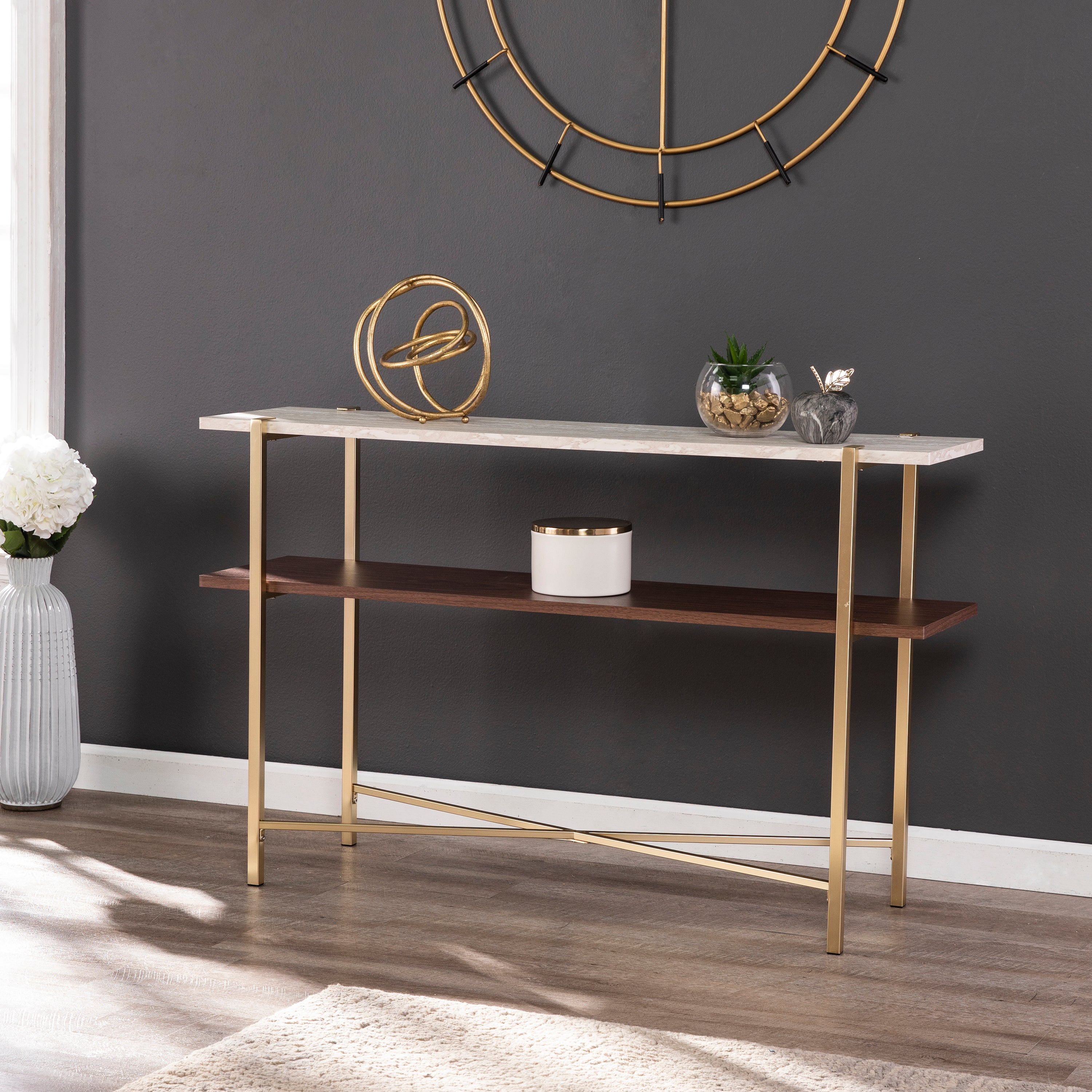 Ardmillan Faux Marble Console Table - Thumbnail 3