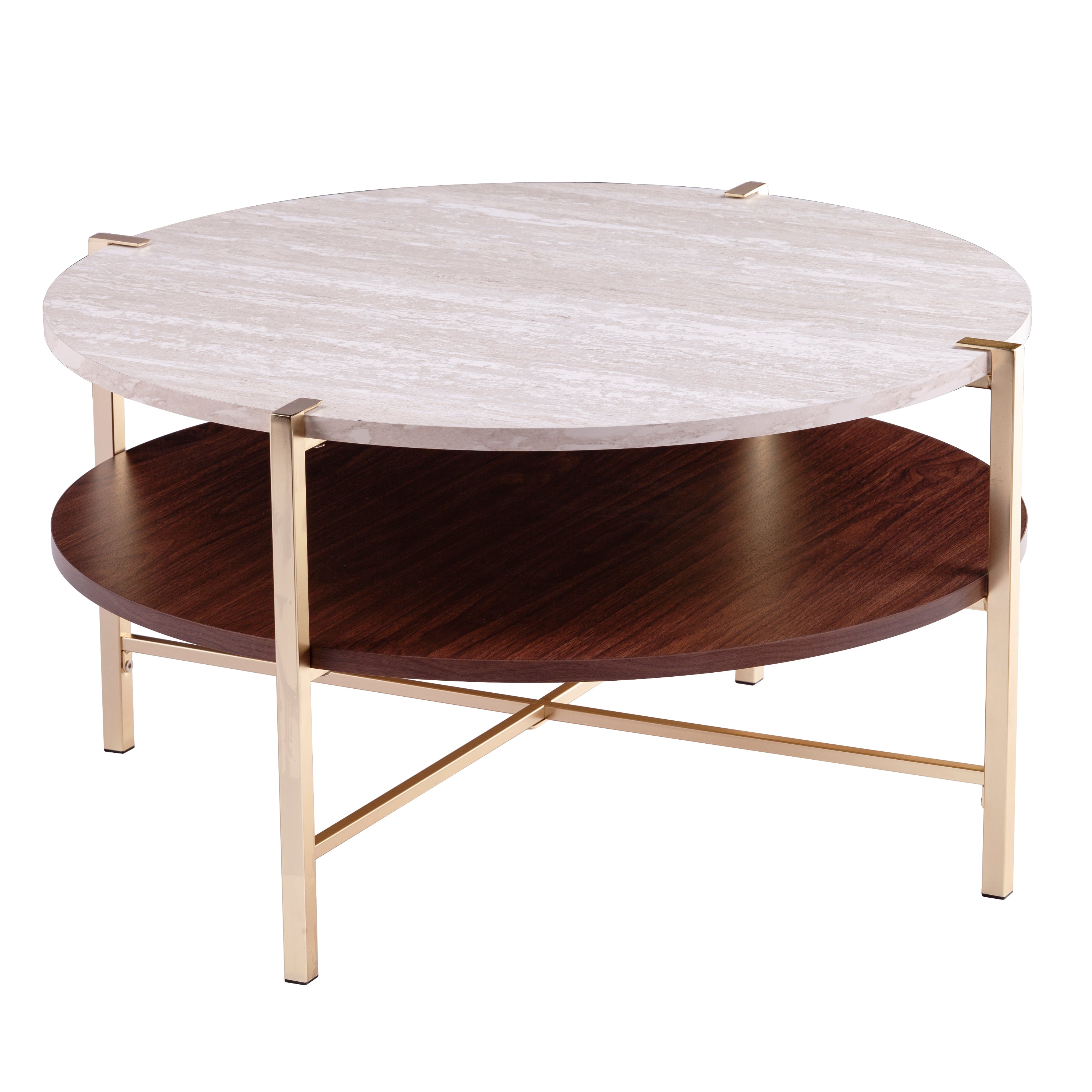 SEI Furniture Ardmillan Round Faux Marble Cocktail Table - Thumbnail 3