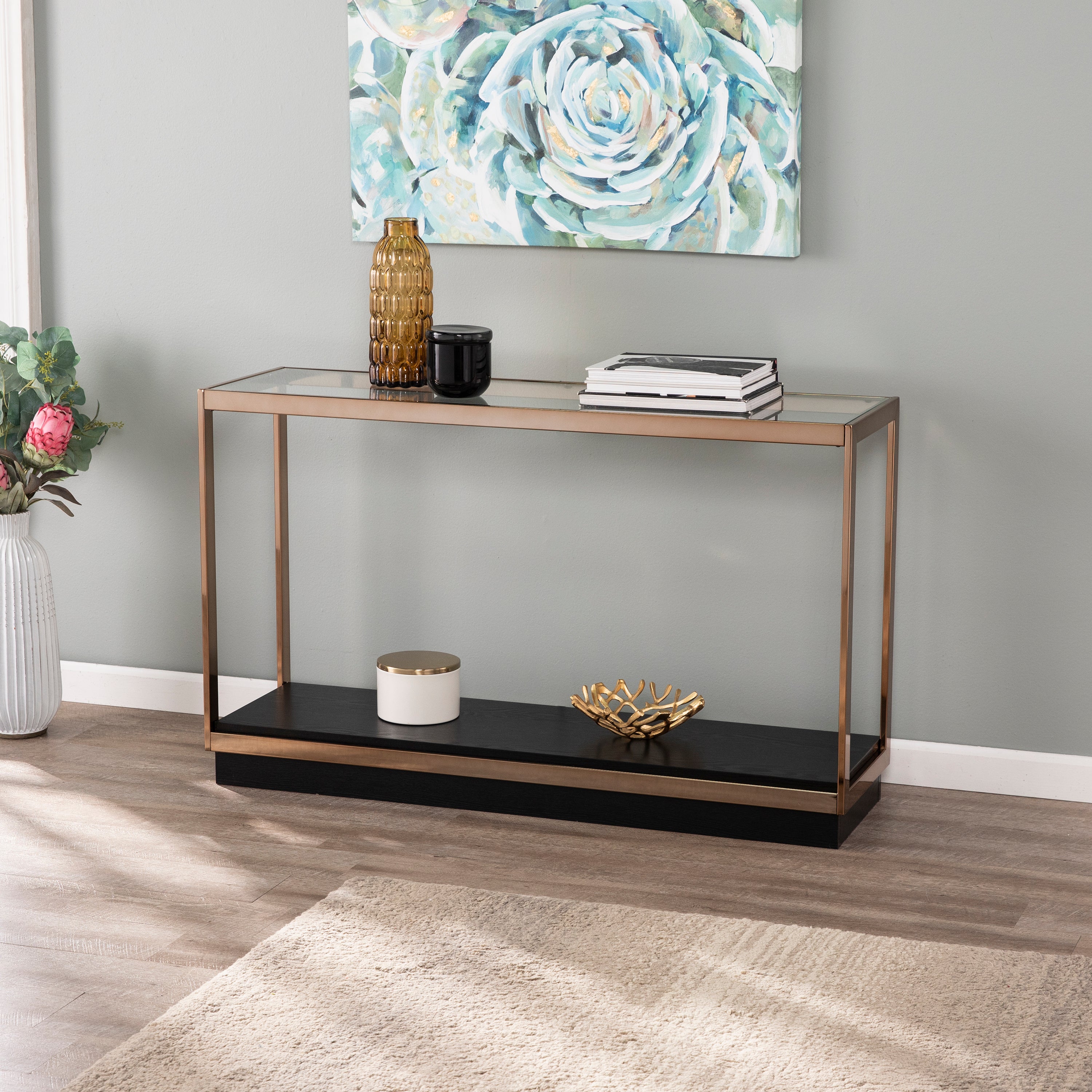 Lexina Glass-Top Console Table - Thumbnail 2