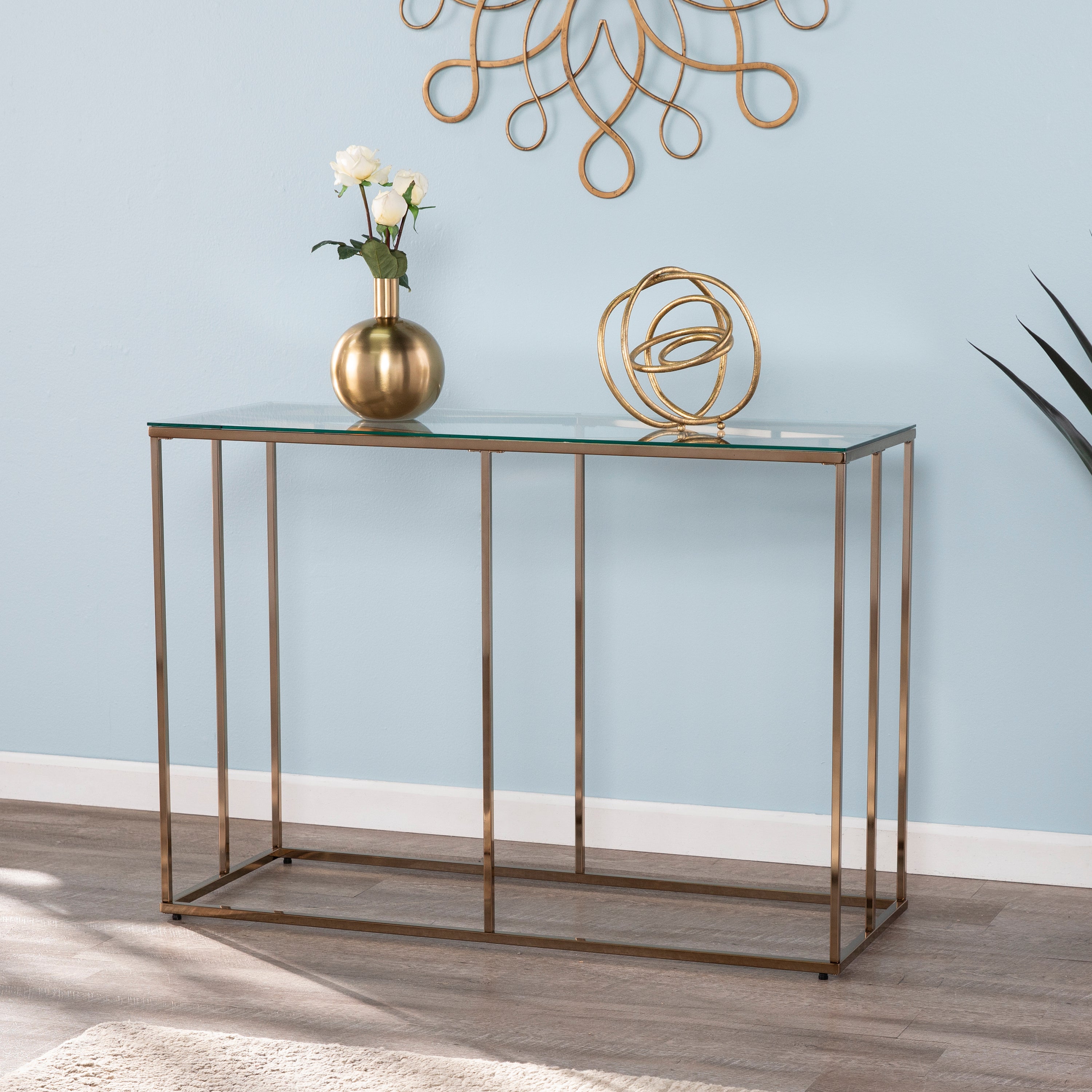 Nicholance Modern Glass-Top Console Table - Thumbnail 3