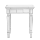 Glenview Glam Mirrored Square End Table - Matte Silver