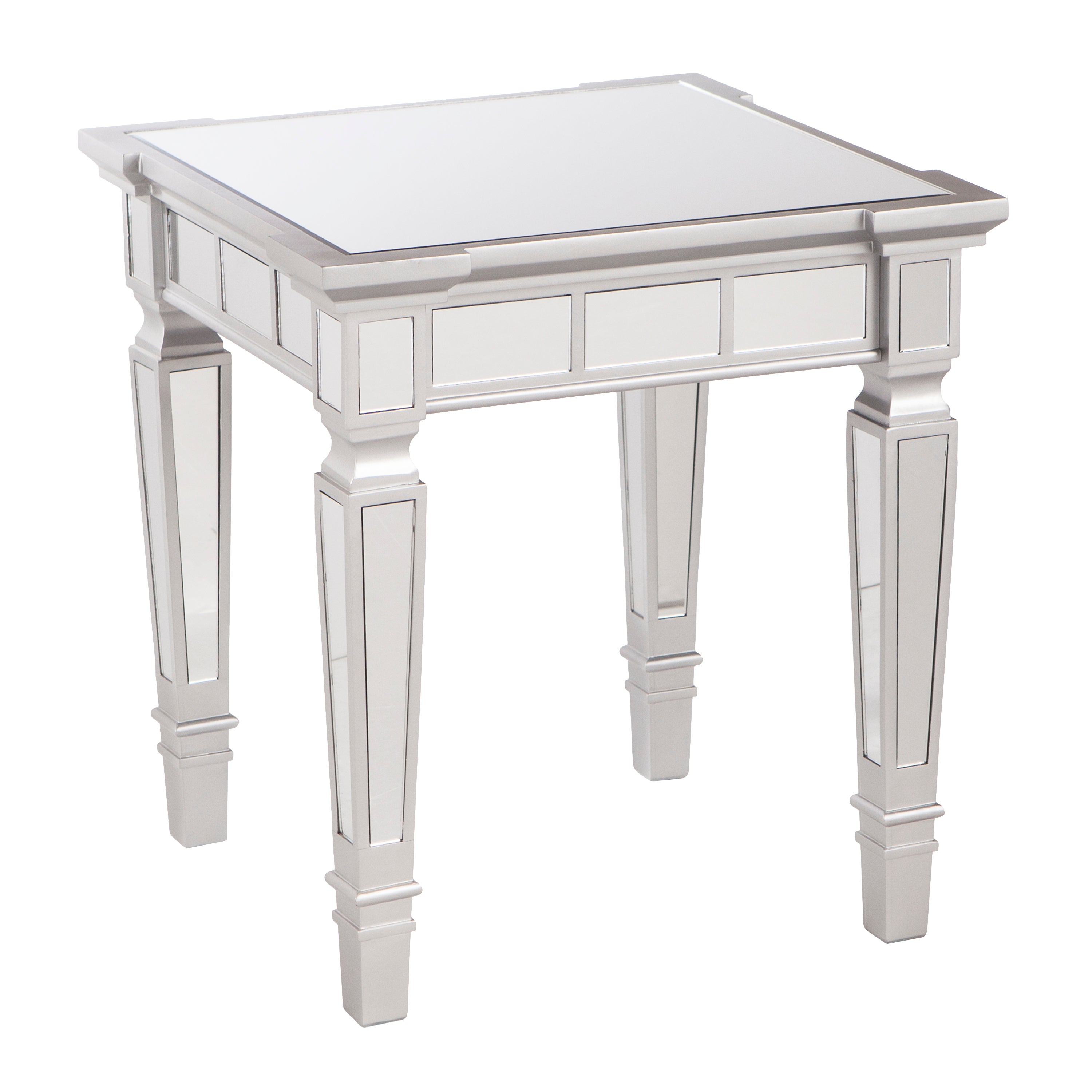 Glenview Glam Mirrored Square End Table