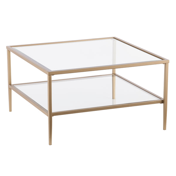 Sei Furniture Keller Square Metal Glass Open Shelf Cocktail Table Ck3730