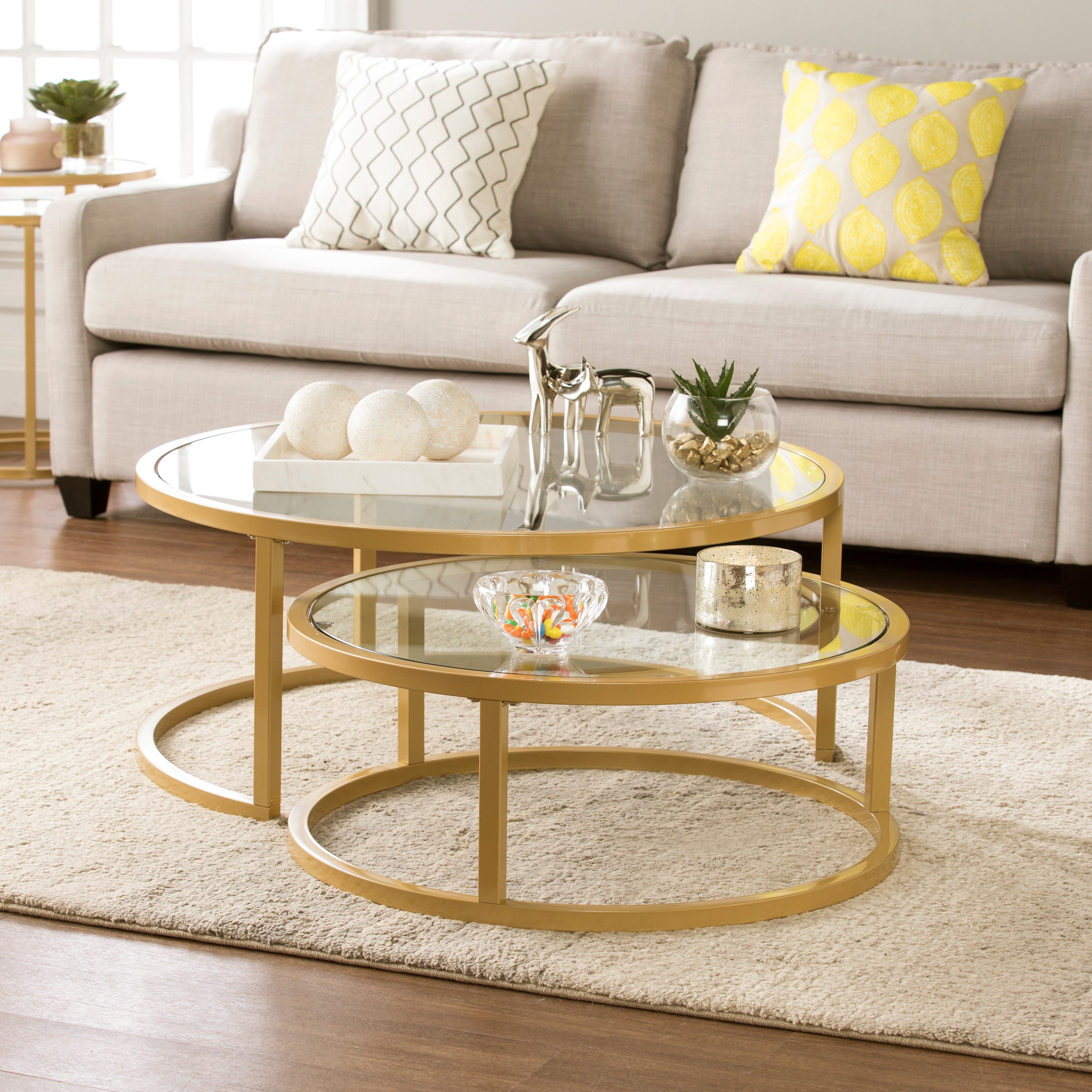 SEI Furniture Evelyn Glam Nesting Cocktail Table Set