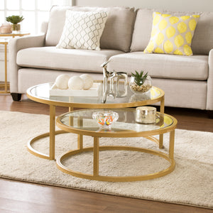 Sei Furniture Evelyn Glam Nesting Cocktail Table 2Pc Set Gold Ck4290