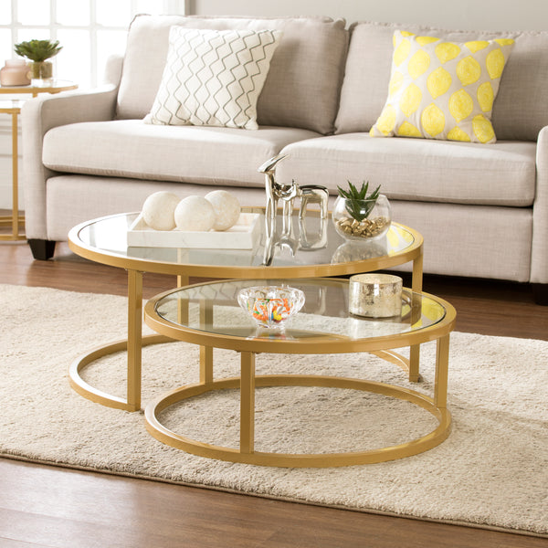 Sei Furniture Evelyn Glam Nesting Cocktail Table 2Pc Set Gold Ck4290