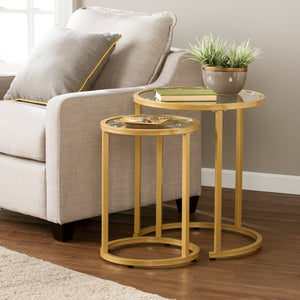 Sei Furniture Evelyn Glam Nesting Side Table 2Pc Set Gold Ck4292