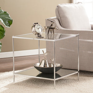 Sei Furniture Knox Glam Mirrored End Table Chrome Ck5002