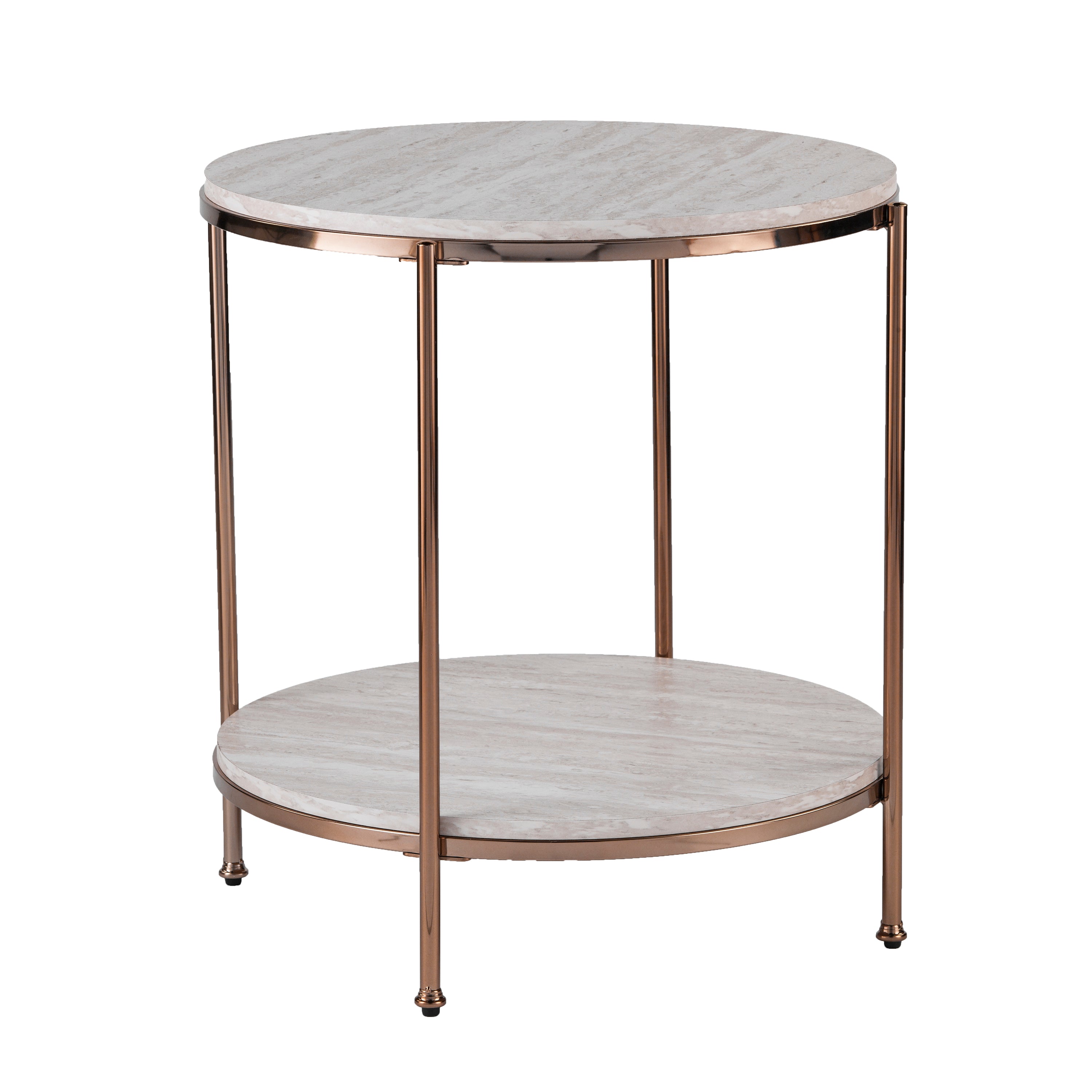 Silas Round Faux Stone End Table - Thumbnail 3