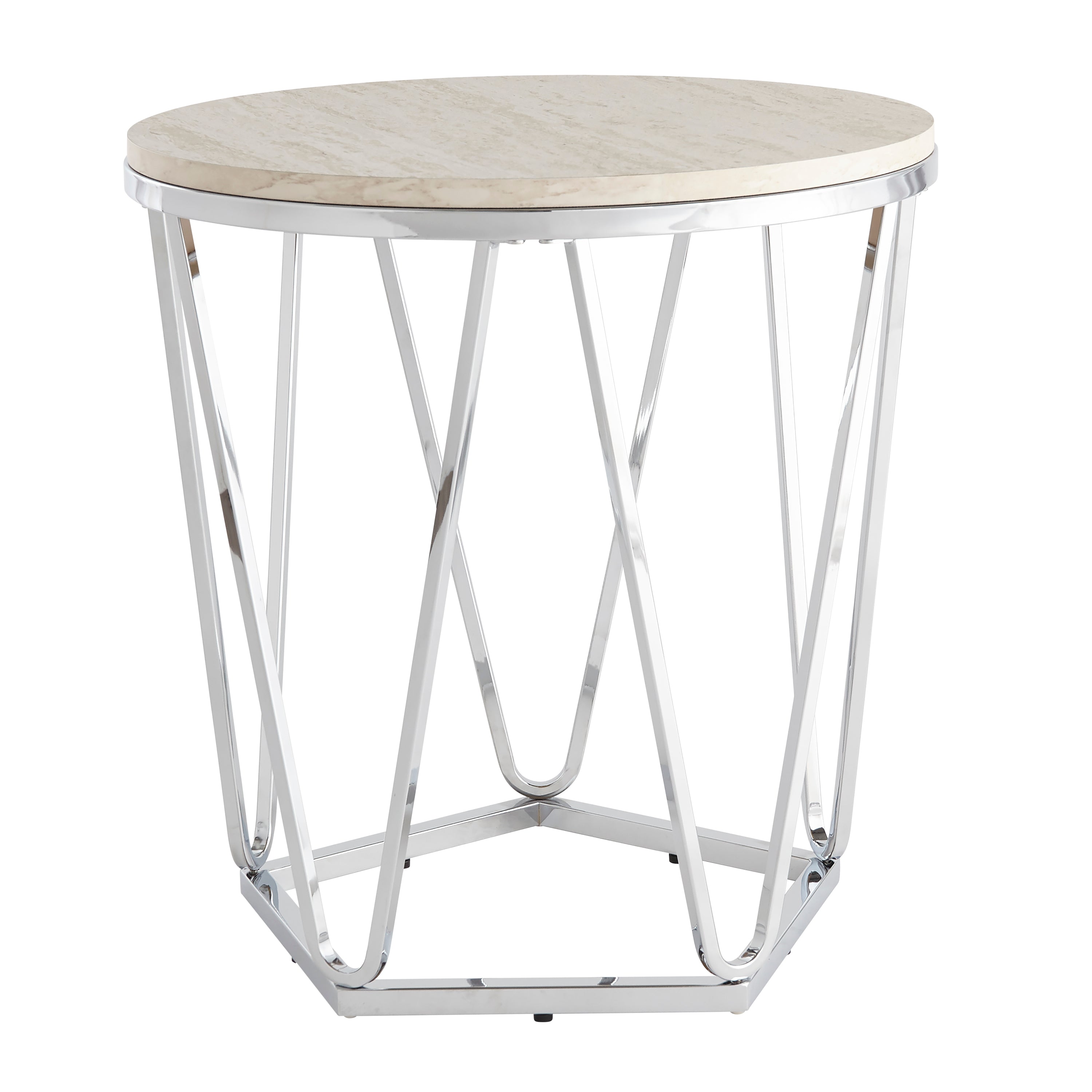 Luna Glamorous Round Faux Stone Side Table