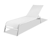 Sunset Indoor / Outdoor Chaise Lounge White Aluminum Base, Powder-Coating Finish, White Textilin...