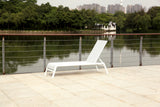 Sunset Indoor / Outdoor Chaise Lounge White Aluminum Base, Powder-Coating Finish, White Textilin...