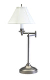 Club 25" Antique Silver Table Lamp with swing arm