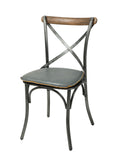 Metal Crossback Chair with Grey Seat Cushion