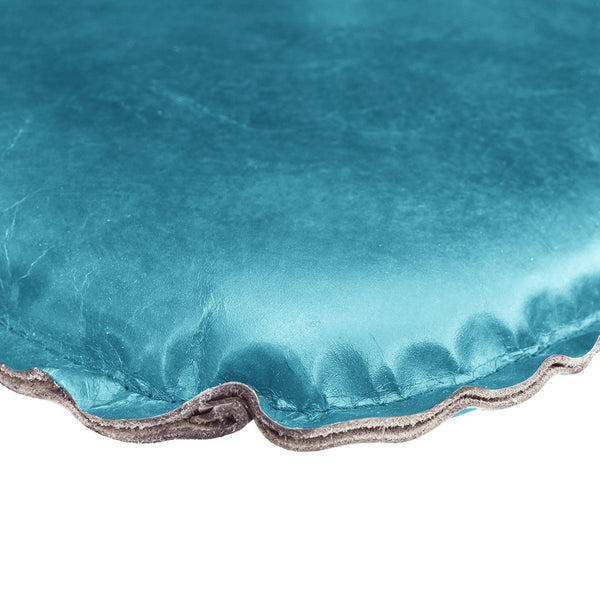 LH Imports Metal Crossback Leather Cushion Seat -Peacock Blue CLA-04p