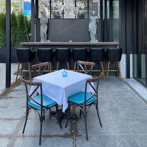 LH Imports Metal Crossback Leather Cushion Seat -Peacock Blue CLA-04p