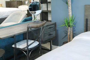 LH Imports Metal Crossback Leather Cushion Seat -White CLA-04W