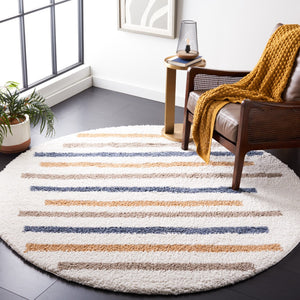 Safavieh Calico Shag 110 Power Loomed Shag & Flokati Rug Ivory / Gold 6'-7" x 9'