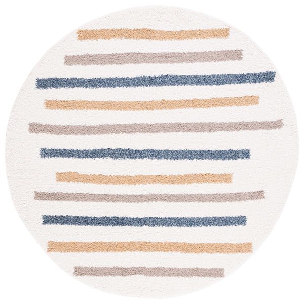 Safavieh Calico Shag 110 Power Loomed Shag & Flokati Rug Ivory / Gold 6'-7" x 9'