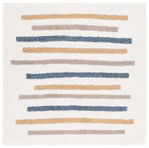 Safavieh Calico Shag 110 Power Loomed Shag & Flokati Rug Ivory / Gold 6'-7" x 9'