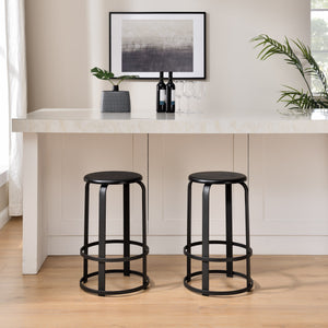 Walker Edison Colton Industrial/Contemporary 26" Metal and Wood Round Kitchen Bar Stool CLDK26BBL