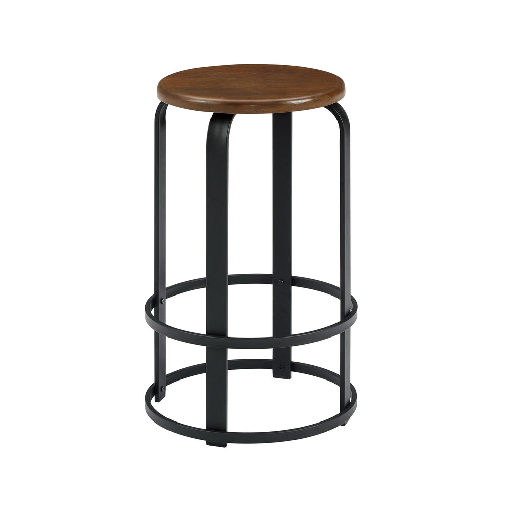 Walker Edison Colton Industrial/Contemporary 26" Metal and Wood Round Kitchen Bar Stool CLDK26BDCWS
