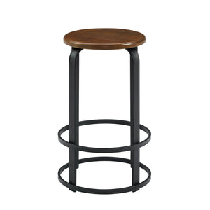 Walker Edison Colton Industrial/Contemporary 26" Metal and Wood Round Kitchen Bar Stool CLDK26BDCWS