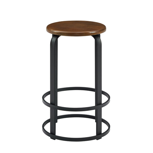 Walker Edison Colton Industrial/Contemporary 26" Metal and Wood Round Kitchen Bar Stool CLDK26BDCWS