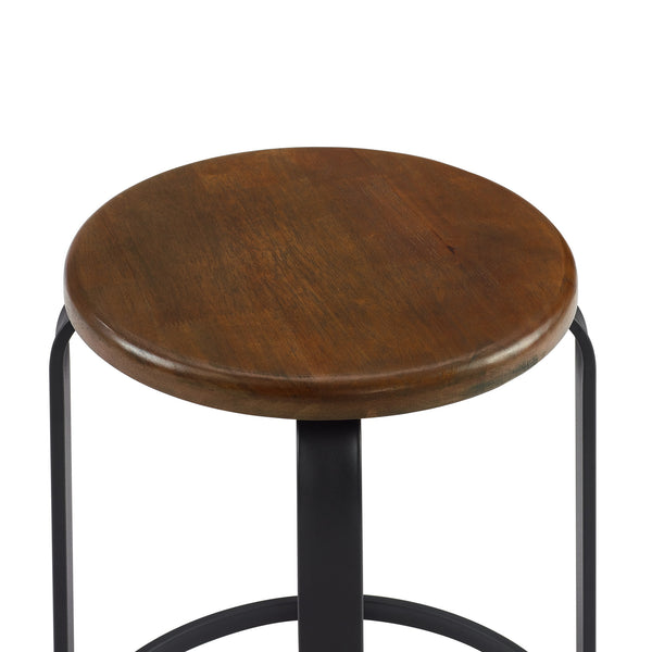 Walker Edison Colton Industrial/Contemporary 26" Metal and Wood Round Kitchen Bar Stool CLDK26BDCWS