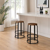 Walker Edison Colton Industrial/Contemporary 26" Metal and Wood Round Kitchen Bar Stool CLDK26BDCWS