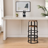 Walker Edison Colton Industrial/Contemporary 26" Metal and Wood Round Kitchen Bar Stool CLDK26BDCWS