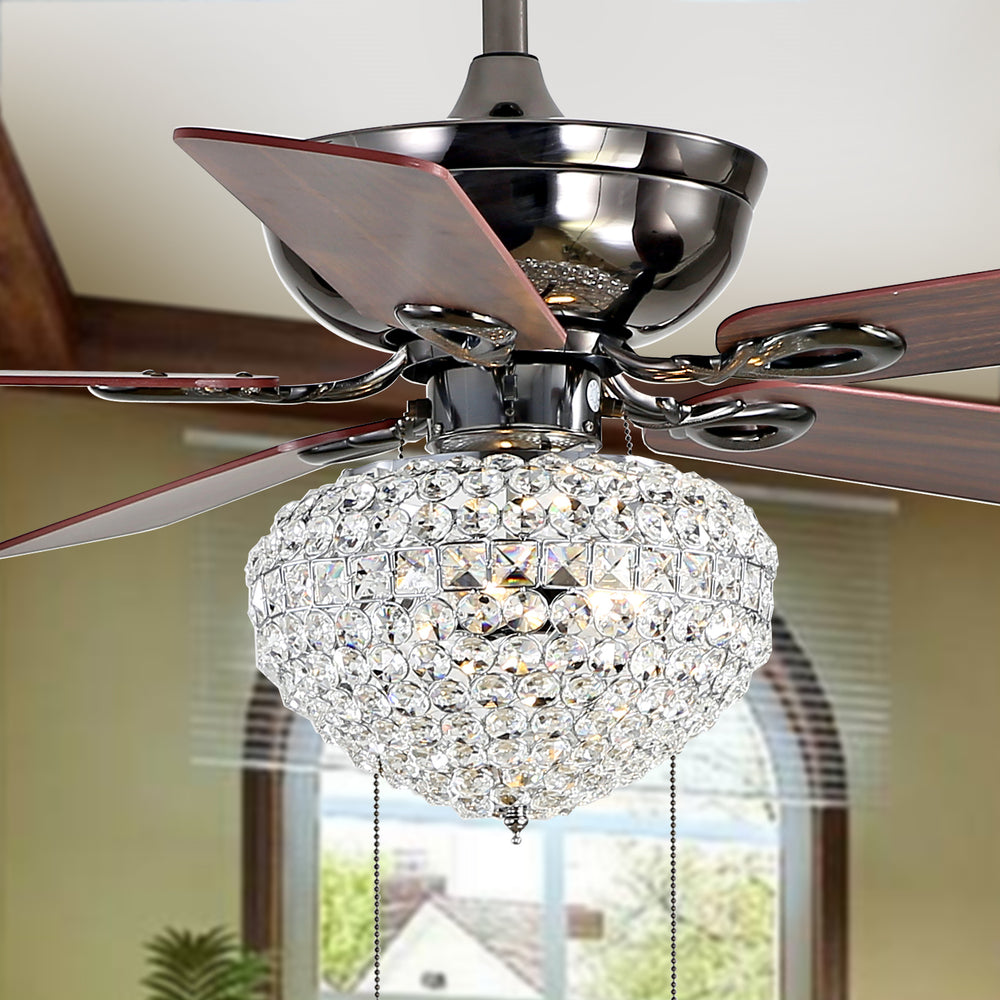 Korla Ceiling Light Fan - Sophisticated Matte Black Design with Crystal Accents for Modern Spaces