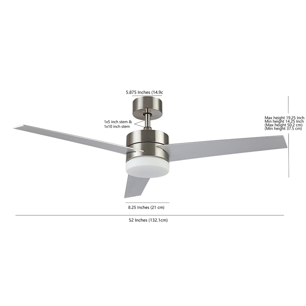 Safavieh Radcliff Ceiling Light Fan in Brushed Nickel, Nickel CLF1021A
