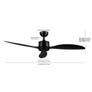 Safavieh Harlin Ceiling Fan in Matte Black, Black CLF1022A
