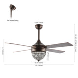Safavieh Crista Ceiling Fan/Remote Oil Rubbed Bronze Metal CLF1023A