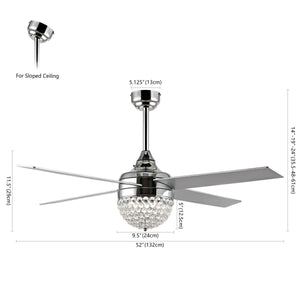 Safavieh Crista Ceiling Fan/Remote Chrome Metal CLF1023B