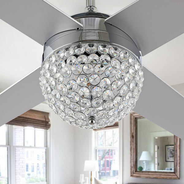 Safavieh Crista Ceiling Fan/Remote Chrome Metal CLF1023B