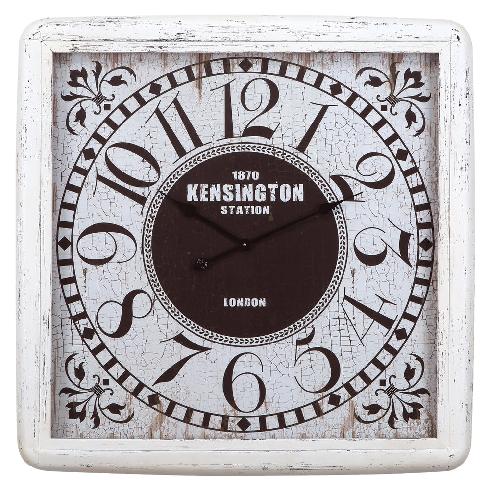 Yosemite Home Decor White/Black Square Wall Clock CLKBA033-YHD