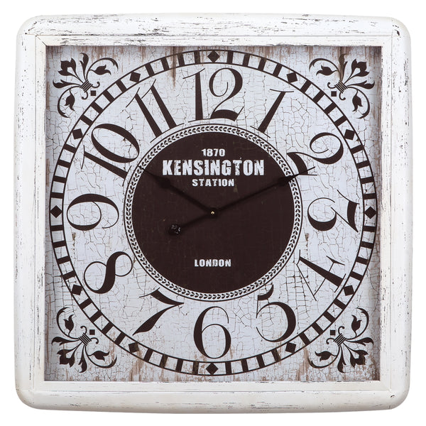 Yosemite Home Decor White/Black Square Wall Clock CLKBA033-YHD