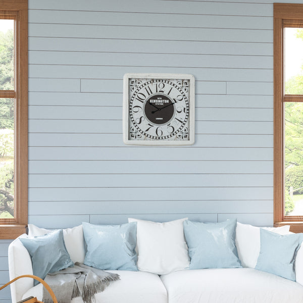 Yosemite Home Decor White/Black Square Wall Clock CLKBA033-YHD