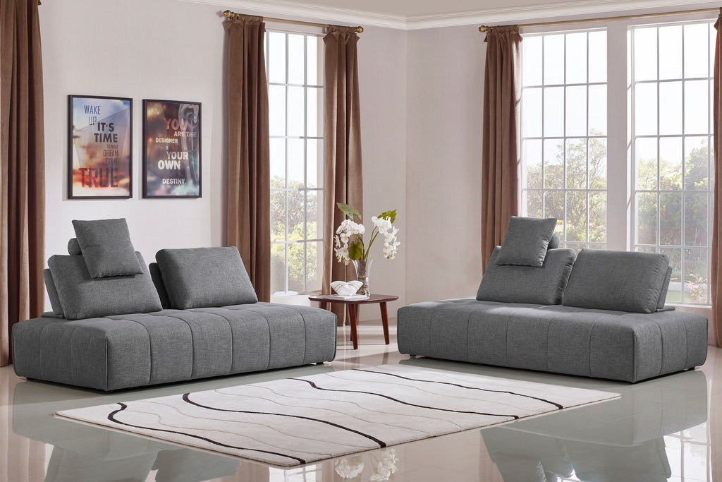 Cloud Lounge Seating Platform with Moveable Backrest Supports in Space Grey Fabric by Diamond Sofa