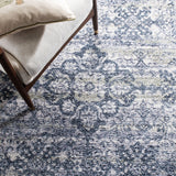 Clv-Classic Vintage Classic Vintage 201 Transitional Hand Tufted 80% Polyester, 20% Cotton Rug Navy / Sage