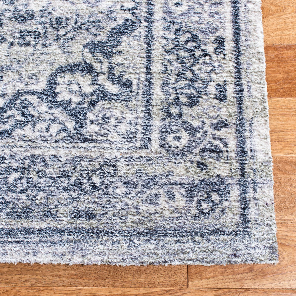 Clv-Classic Vintage Classic Vintage 201 Transitional Hand Tufted 80% Polyester, 20% Cotton Rug Navy / Sage