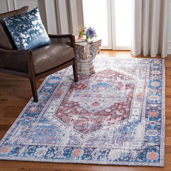 Clv-Classic Vintage Classic Vintage 207 Transitional Hand Tufted 80% Polyester, 20% Cotton Rug Rust / Blue
