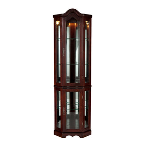 Sei Furniture Canterdale Lighted Corner Curio Cabinet Mahogany Cm0696