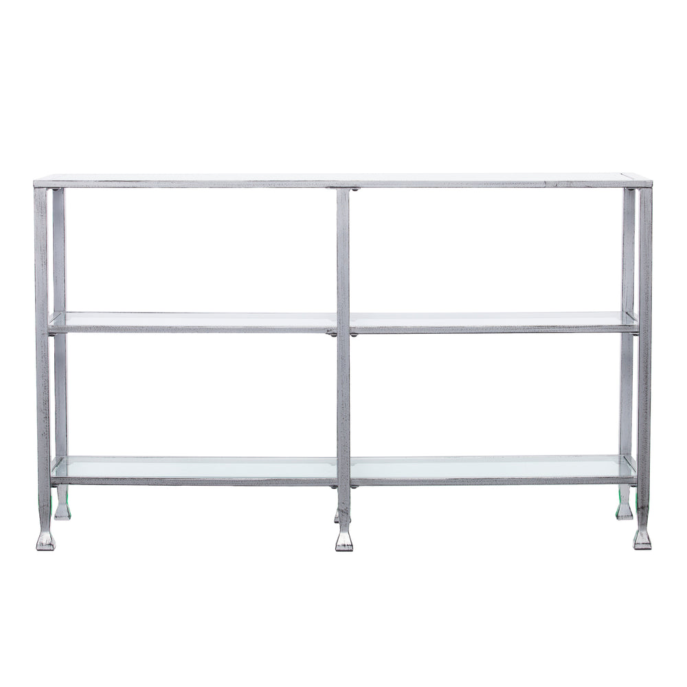 Sei Furniture Jaymes Metal Glass 3 Tier Console Table Media Stand Silver Cm0771