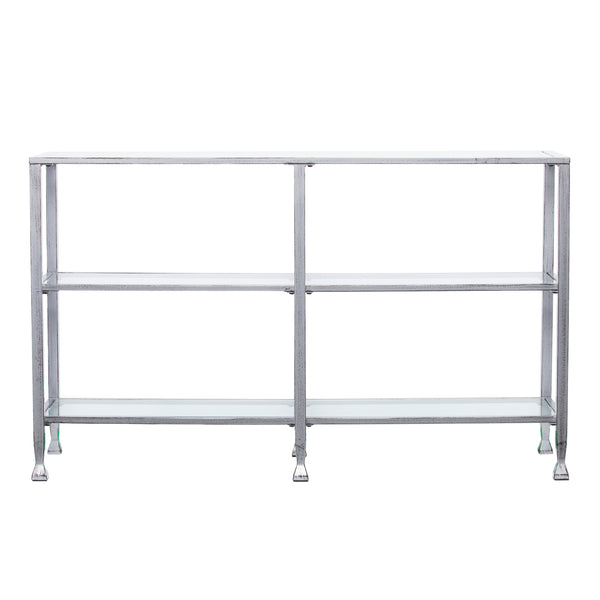 Sei Furniture Jaymes Metal Glass 3 Tier Console Table Media Stand Silver Cm0771