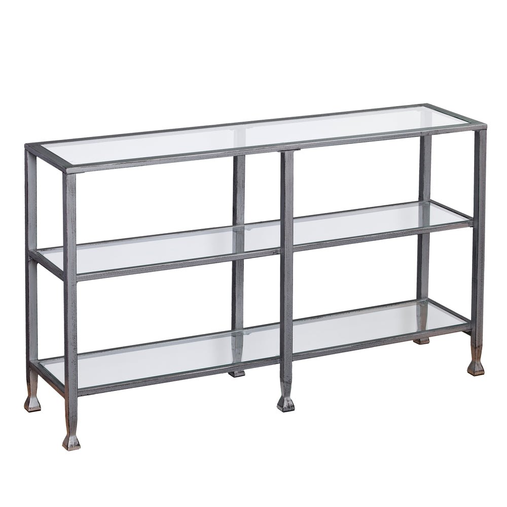 Sei Furniture Jaymes Metal Glass 3 Tier Console Table Media Stand Silver Cm0771