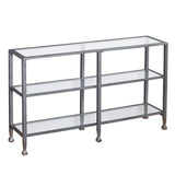 Sei Furniture Jaymes Metal Glass 3 Tier Console Table Media Stand Silver Cm0771